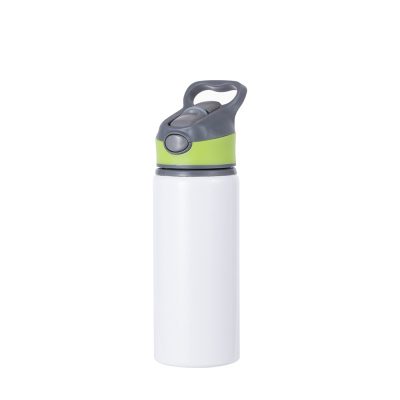 Bouteille d'eau en aluminium de 20 OZ/650 ml avec bouchon vert (blanc)