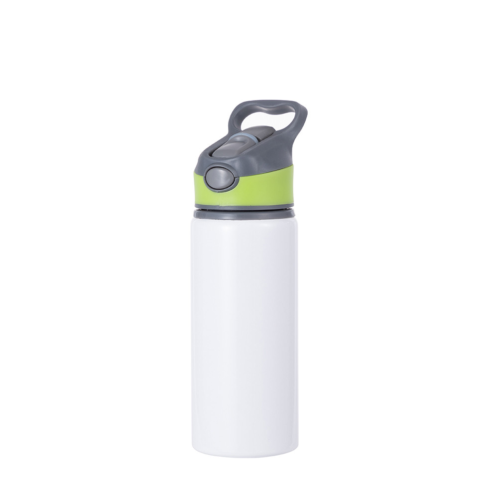 Bouteille d'eau en aluminium de 20 OZ/650 ml avec bouchon vert (blanc)