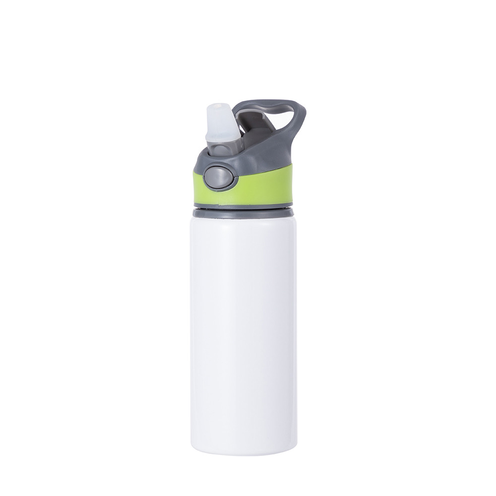 Bouteille d'eau en aluminium de 20 OZ/650 ml avec bouchon vert (blanc)