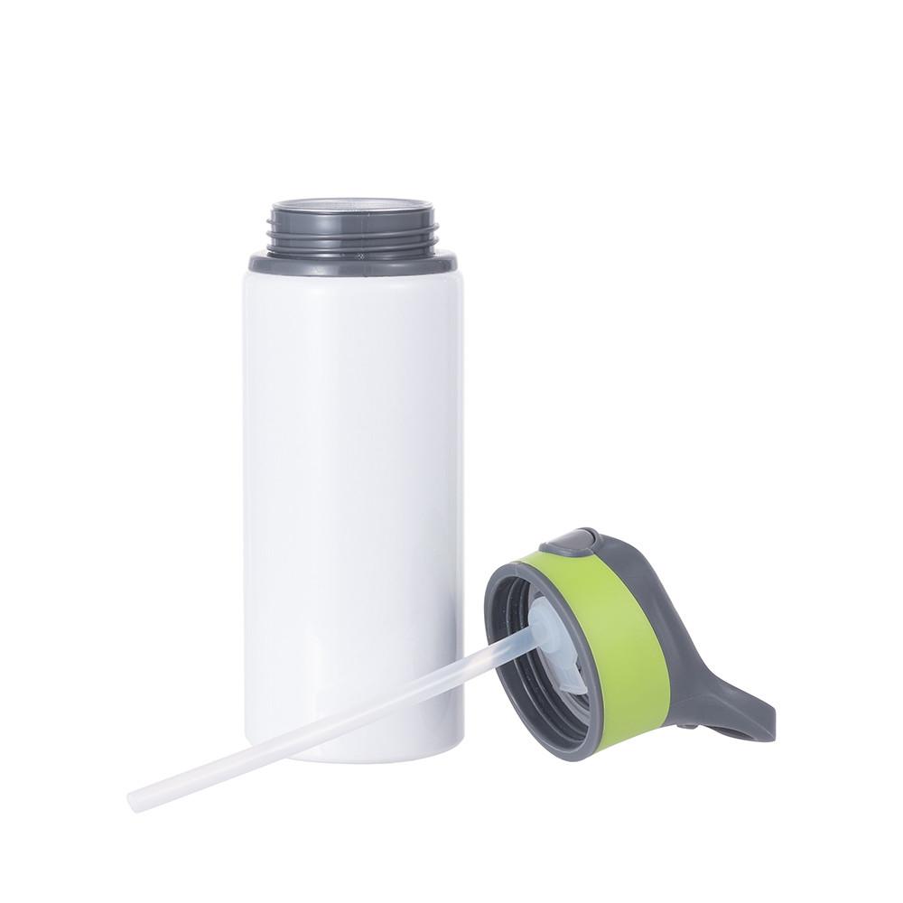 Bouteille d'eau en aluminium de 20 OZ/650 ml avec bouchon vert (blanc)