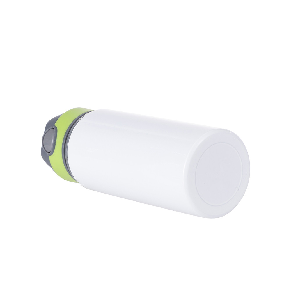 Bouteille d'eau en aluminium de 20 OZ/650 ml avec bouchon vert (blanc)