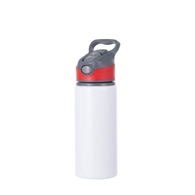 Bouteille d'eau en aluminium de 20 OZ/650 ml avec bouchon rouge (blanc)