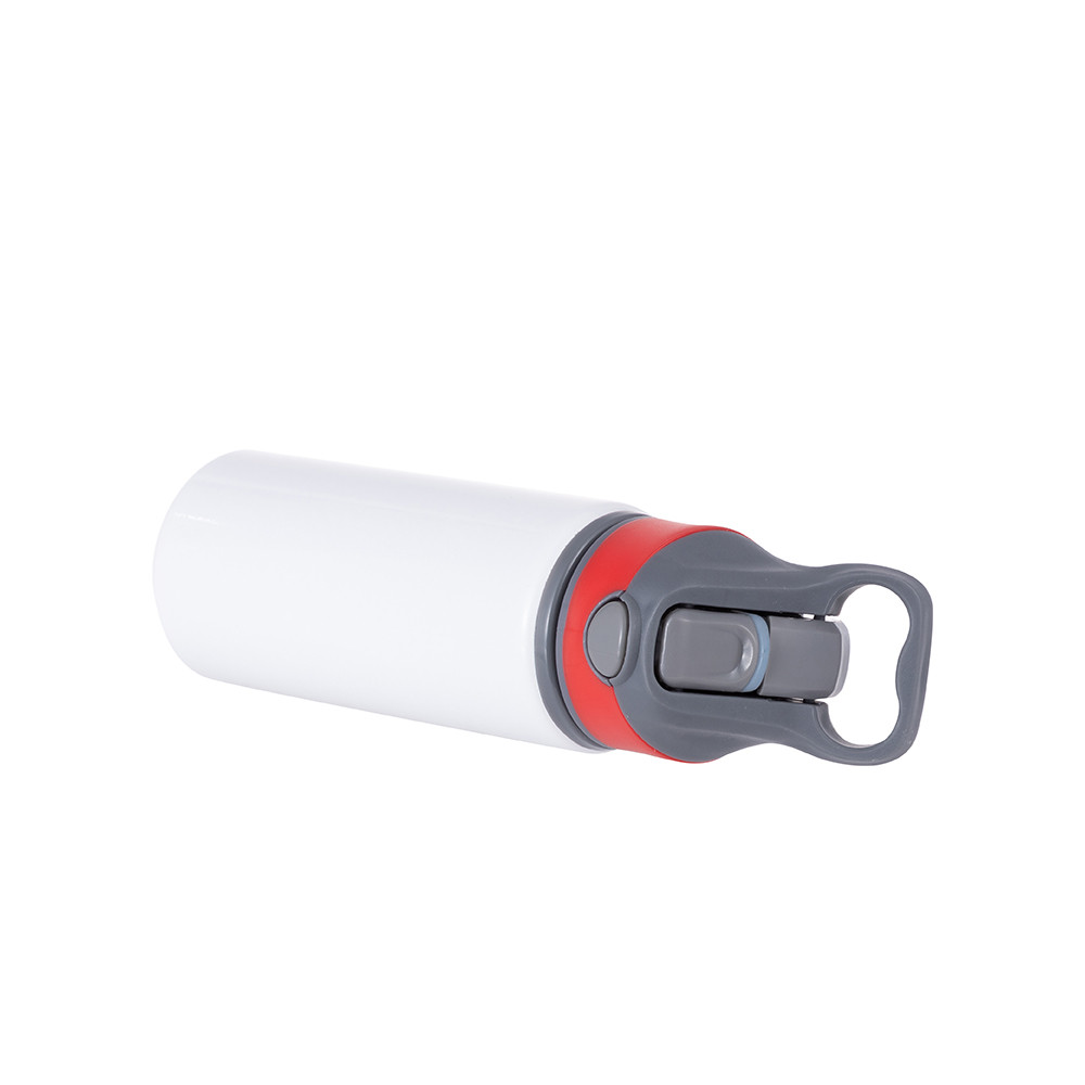 Bouteille d'eau en aluminium de 20 OZ/650 ml avec bouchon rouge (blanc)