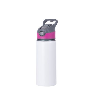 Bouteille d'eau en aluminium de 20 OZ/650 ml avec bouchon rose rouge (blanc)