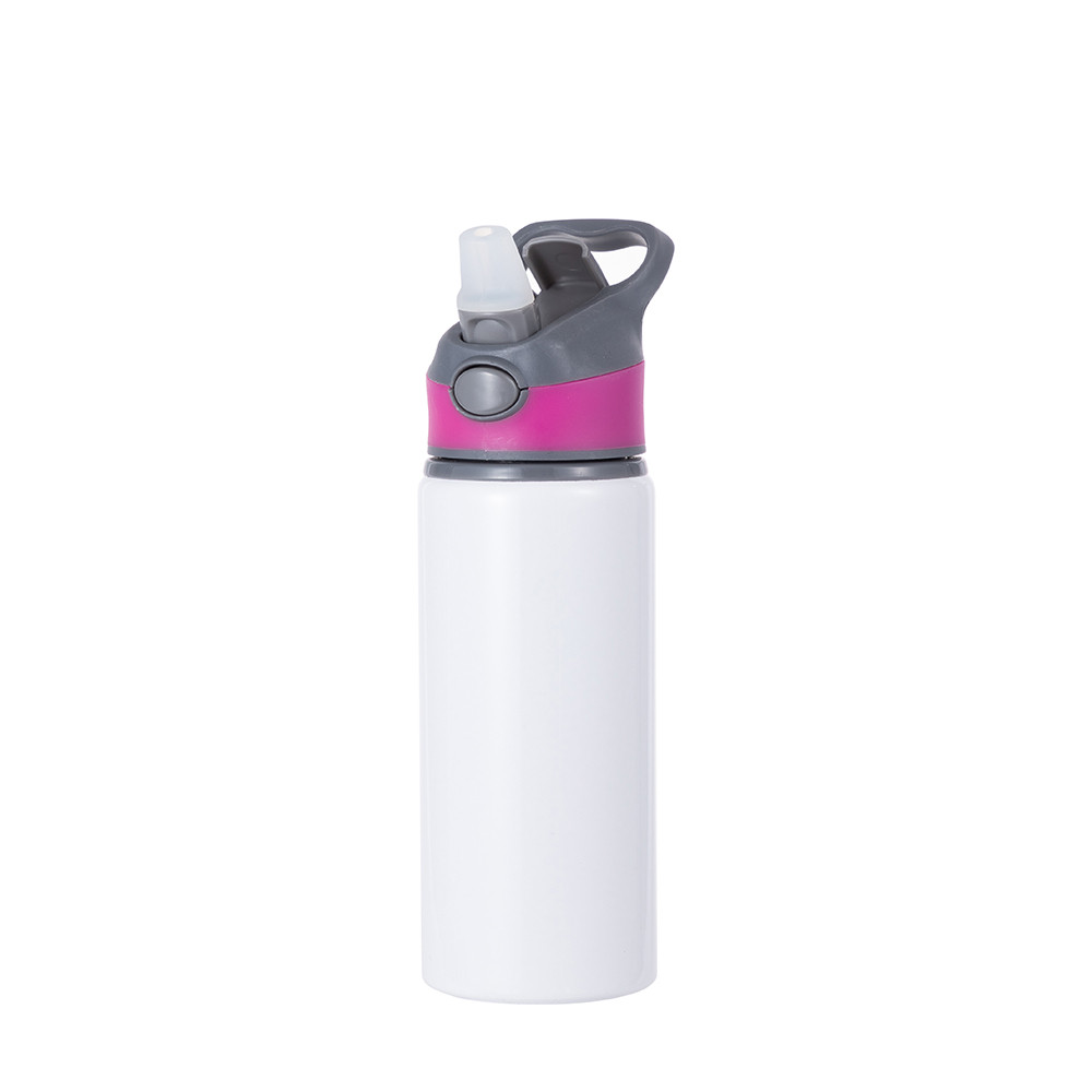 Bouteille d'eau en aluminium de 20 OZ/650 ml avec bouchon rose rouge (blanc)