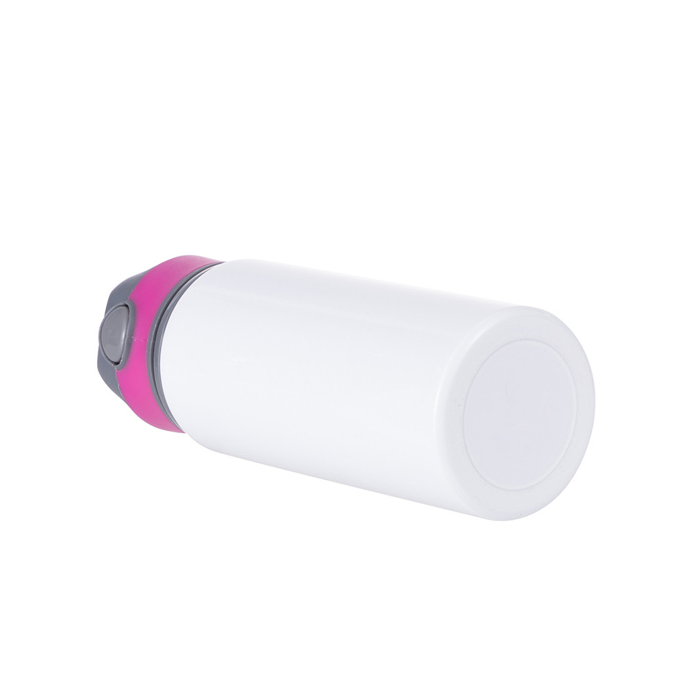 Bouteille d'eau en aluminium de 20 OZ/650 ml avec bouchon rose rouge (blanc)