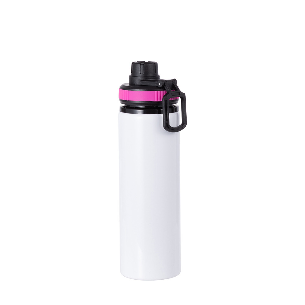 Bouteille d'eau en aluminium de 25 OZ/850 ml avec bouchon rose rouge (blanc)