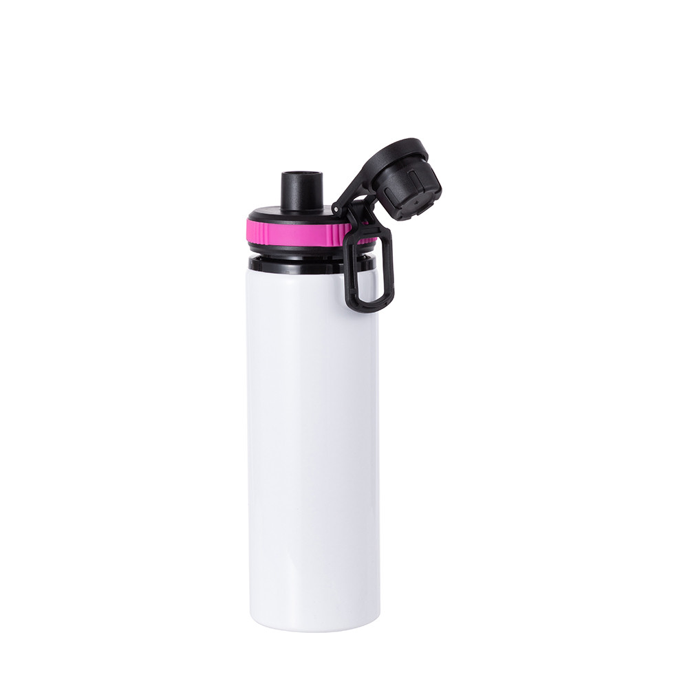 Bouteille d'eau en aluminium de 25 OZ/850 ml avec bouchon rose rouge (blanc)