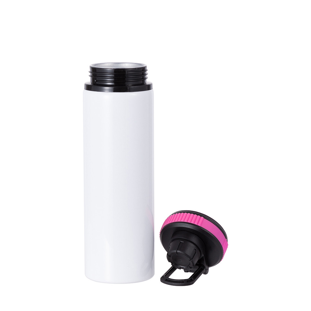 Bouteille d'eau en aluminium de 25 OZ/850 ml avec bouchon rose rouge (blanc)