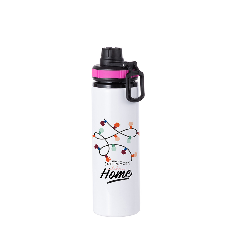 Bouteille d'eau en aluminium de 25 OZ/850 ml avec bouchon rose rouge (blanc)