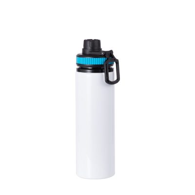 Bouteille d'eau en aluminium de 25 OZ/850 ml avec bouchon bleu (blanc)