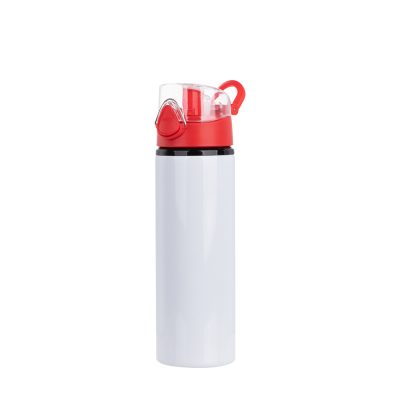 Bouteille d'eau en aluminium de 750 ml avec bouchon rouge (blanc)