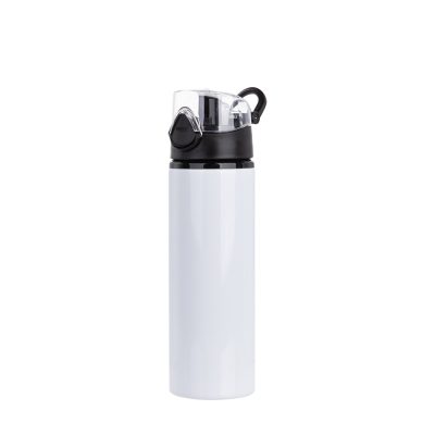 Bouteille d'eau en aluminium de 750 ml avec bouchon noir (blanc)