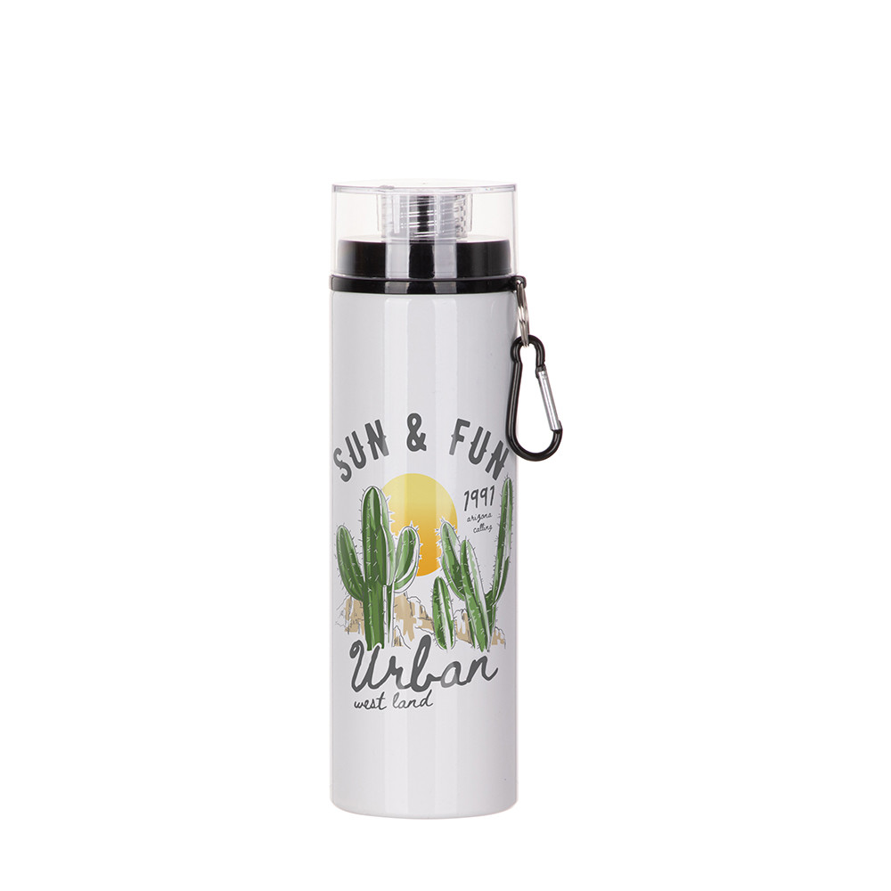 Bouteille en aluminium de 27 oz/800 ml avec couvercle noir (blanc)