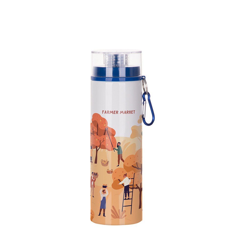 Bouteille en aluminium de 27 oz/800 ml avec couvercle bleu (blanc)