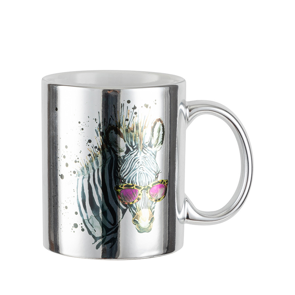 Tasse en céramique plaquée argent de 11 oz -