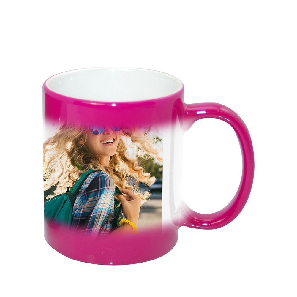 Tasses à couleur changeante de 11 oz - Brillantes, avec boîte blanche - Violet rouge