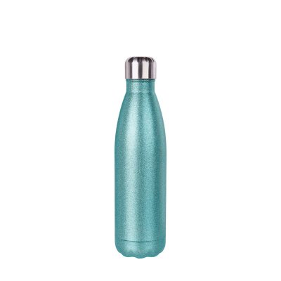 Bouteille en forme de cola en acier inoxydable à paillettes de 17 oz/500 ml (bleu clair)