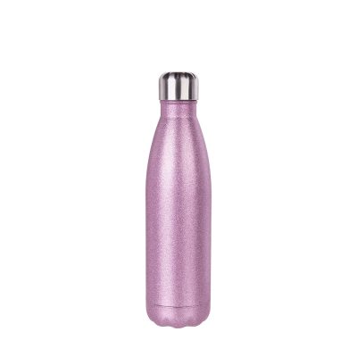 Bouteille en forme de cola en acier inoxydable pailleté de 17 oz/500 ml (rose)