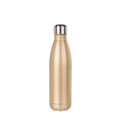 Bouteille en forme de cola en acier inoxydable à paillettes de 17 oz/500 ml (or rose)