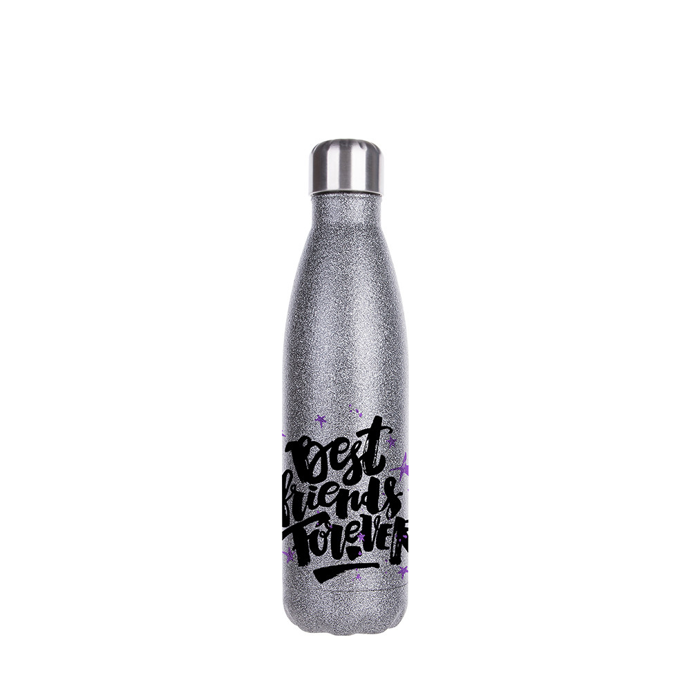Bouteille en forme de cola en acier inoxydable pailleté de 17 oz/500 ml (gris)